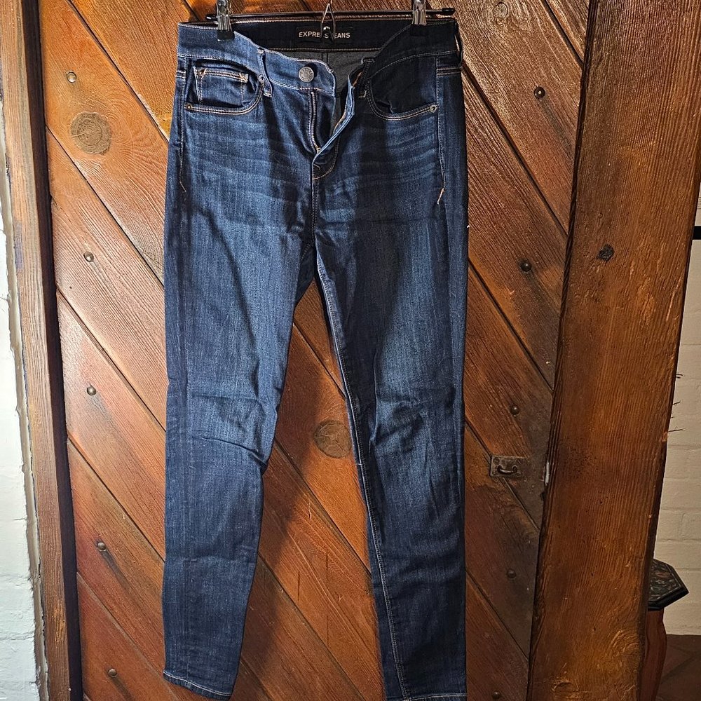 Express dark wash mid rise jeans leggings